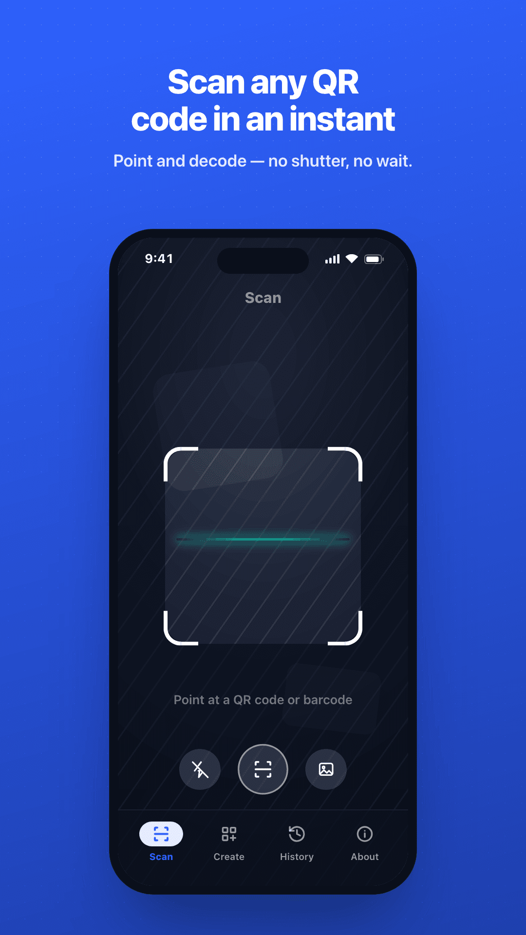 Scan QR codes instantly app screenshot